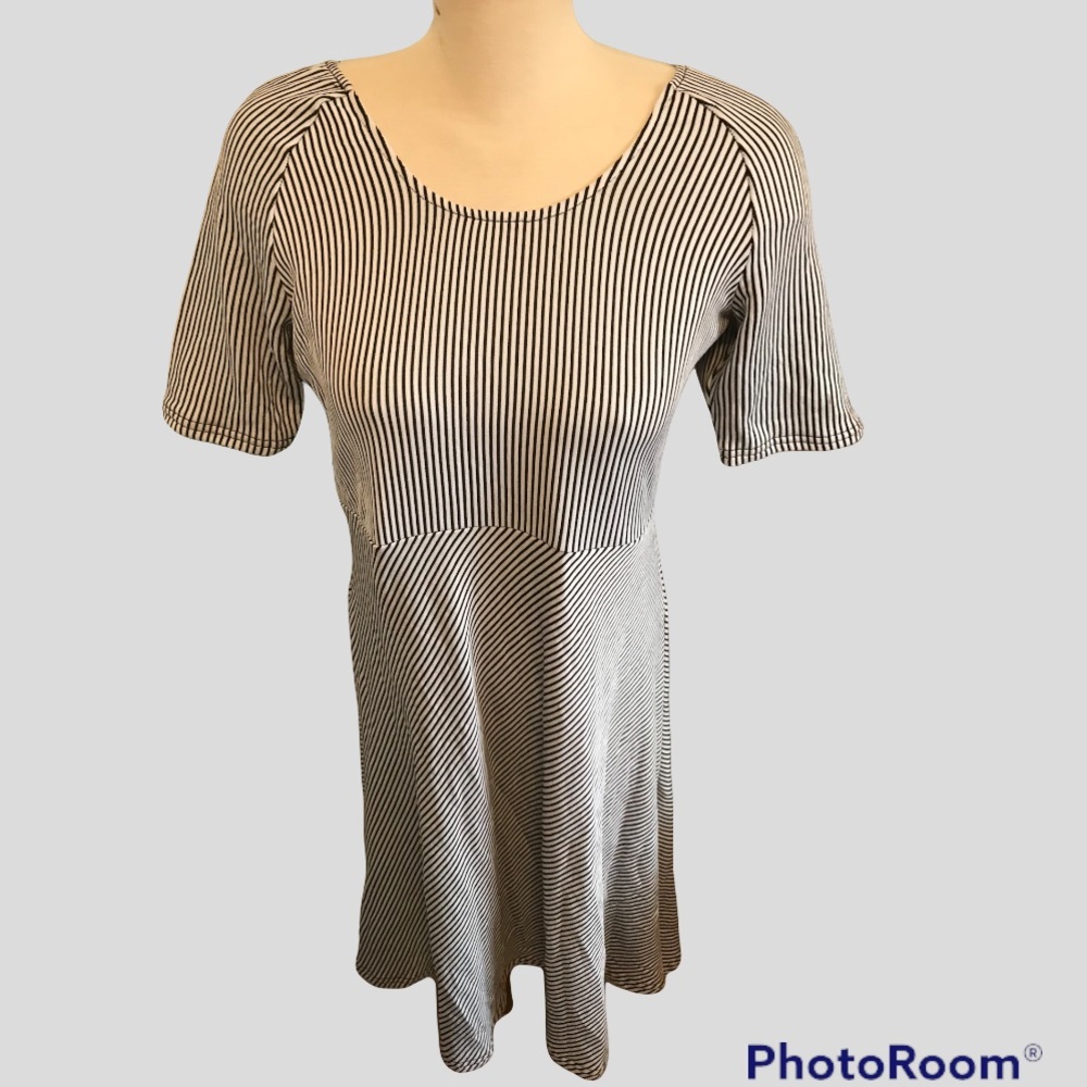 K. Jordan Fit and Flare Stretch Pin-striped Dress